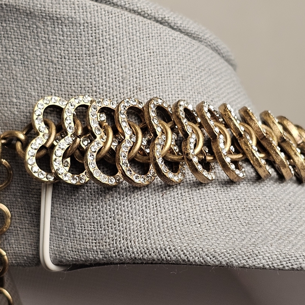 [J. Crew] Vintage Gold Rhinestone Studded Statment Collar Necklace - Picture 7 of 16